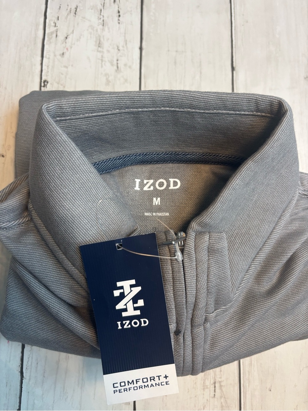 Izod Men's Heather Gray Zip Mock Collar Pullover
